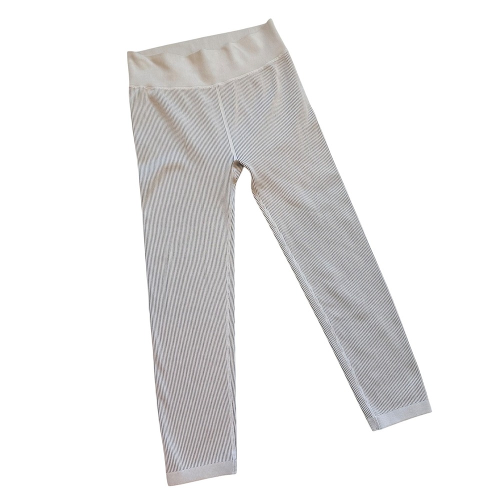 Calvin Klein Performance Womens XL Ribbed High Waist Leggings Light Gray Stripe